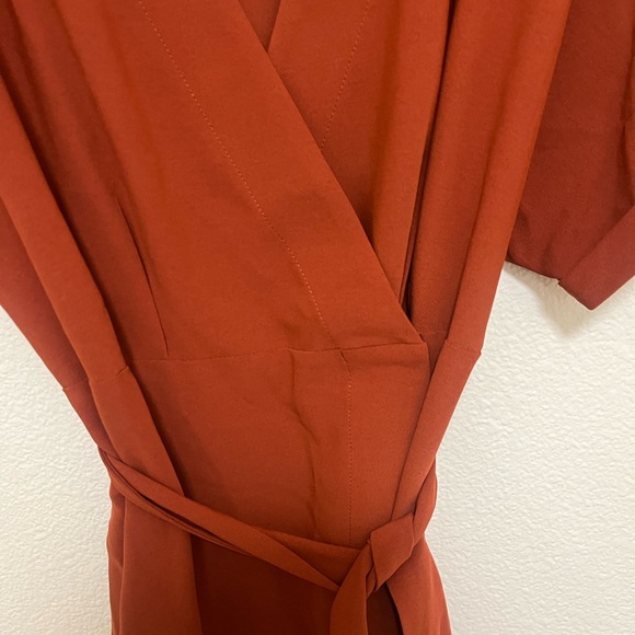 Rust Red Kimono Style Wrap Dress - Picture 4 of 6